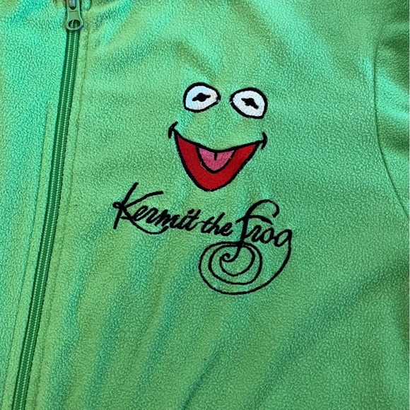5/$25 Adults Medium Kermit the Frog Footie Onesie Sleeper Pjs Pyjamas Muppets - Picture 15 of 15